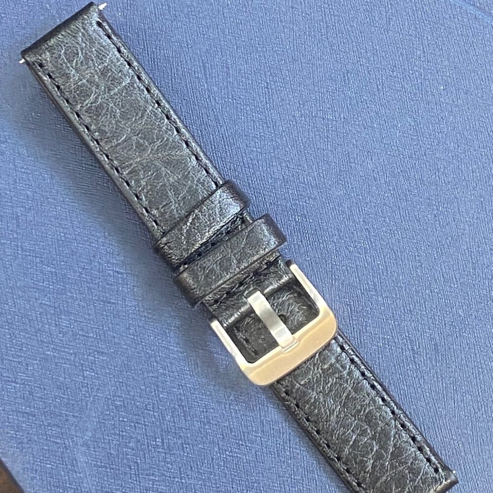 18mm Classic black Leather Watch Band Strap with pins